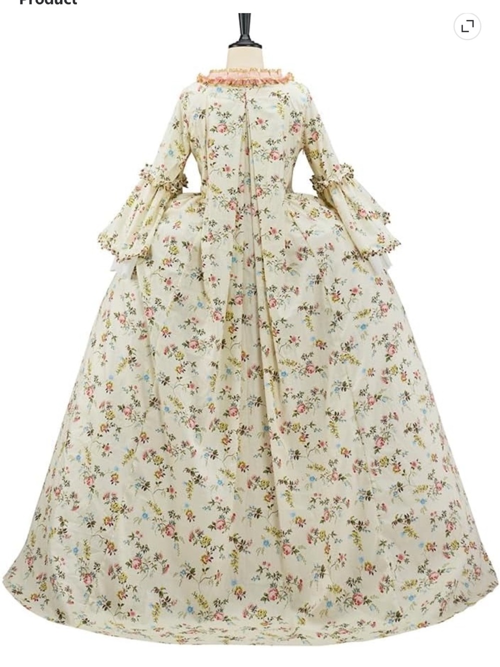 French Queen Costume Marie Antoinette Dress Floral 18th Century Victorian Rococo - Picture 14 of 15